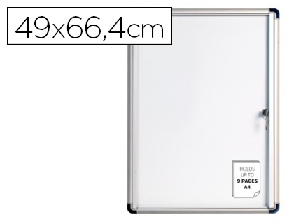 Vitrina de anuncios Bi-Office 490x664mm. magnética blanca con puerta y cerradura